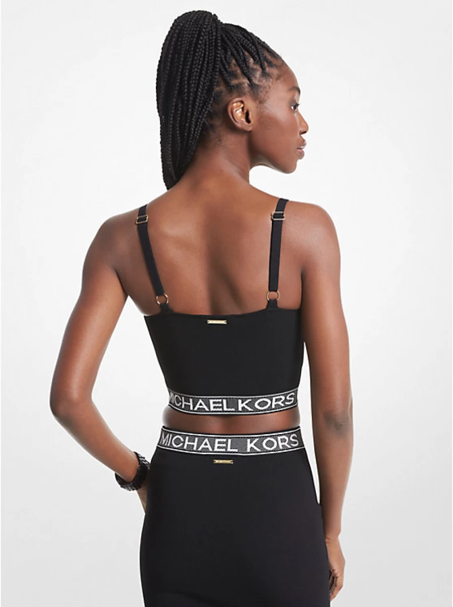 Michael Kors Women's Stretchy Tape Logo Knit Tank Top