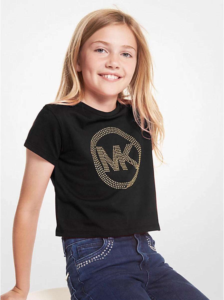 Michael Kors Kids' Cotton T-Shirt with Studded Logo for Children