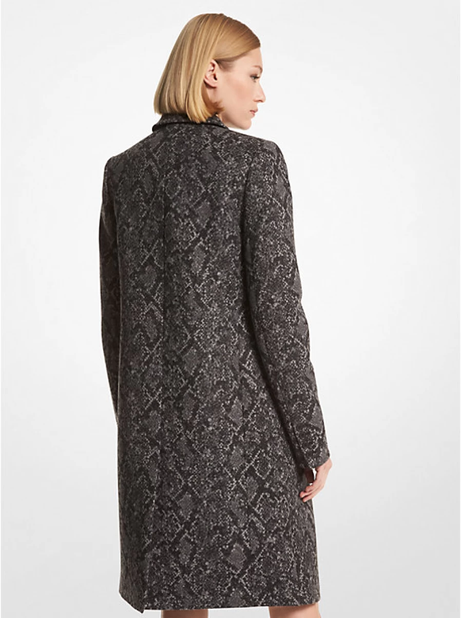 Michael Kors Women's Metallic Jacquard Coat with Snake Pattern Design