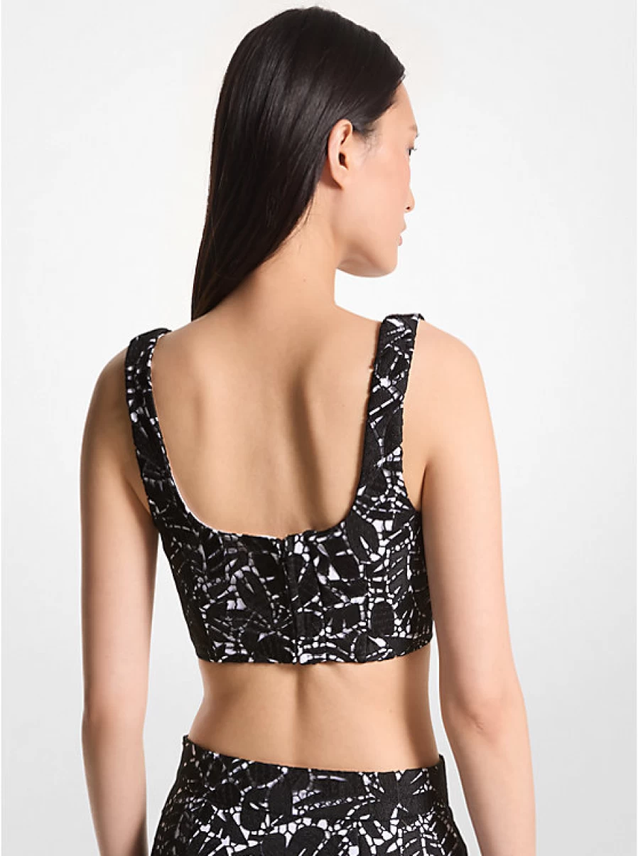 Michael Kors Women's Strapless Lace Top with Palm Tree Design - Elegant Summer Blouse
