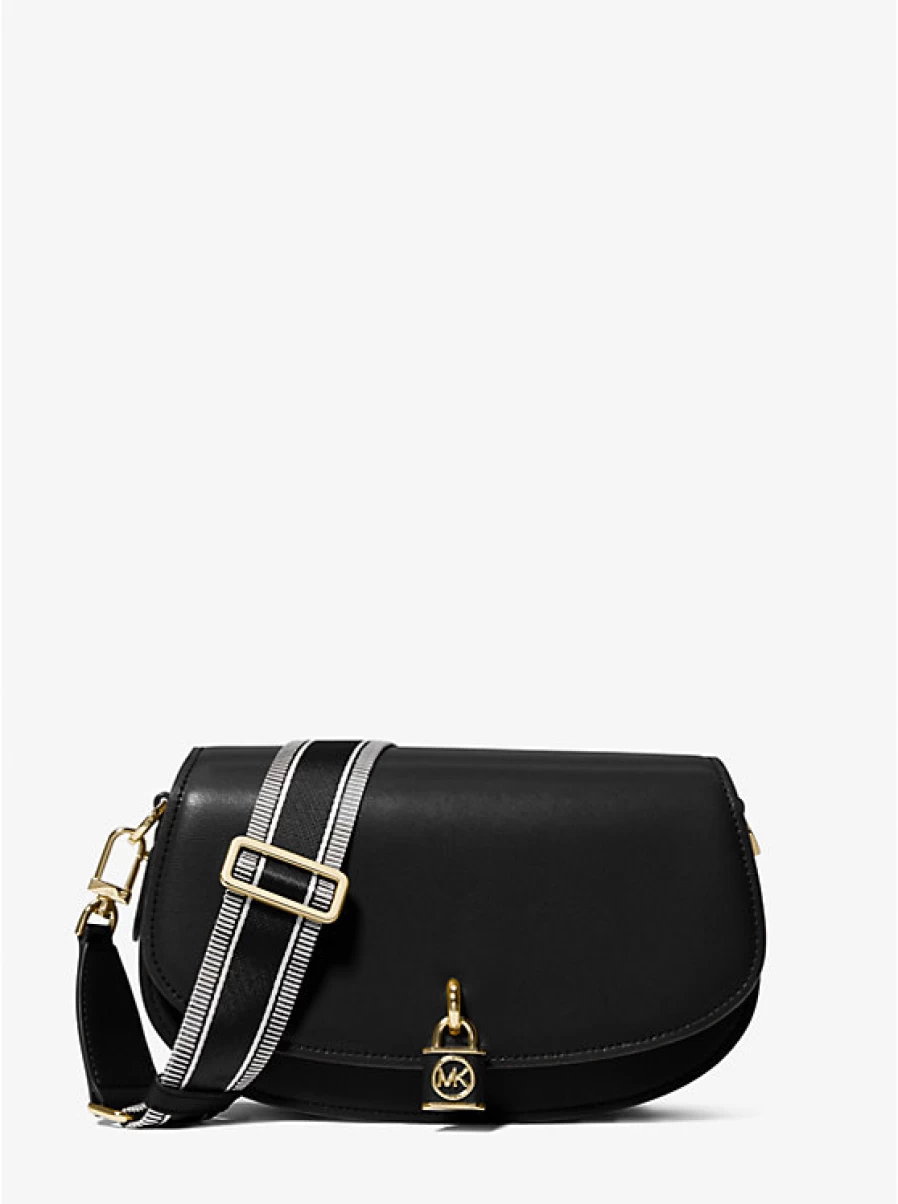 Michael Kors Mila Medium Leather Messenger Bag for Women - Stylish Crossbody Purse