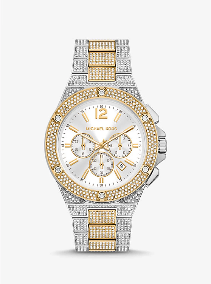 Michael Kors Men's Oversized Lennox Two-Tone Stainless Steel Watch with Paving Stone Accents