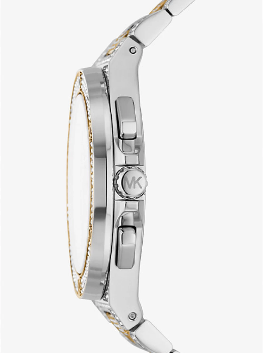 Michael Kors Men's Oversized Lennox Two-Tone Stainless Steel Watch with Paving Stone Accents