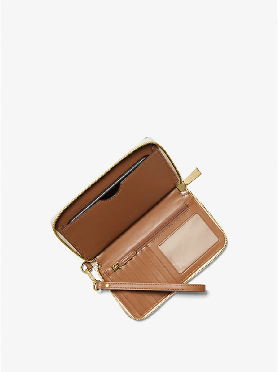 Michael Kors Women's Large Leather Wristlet Pouch with Embossed Logo