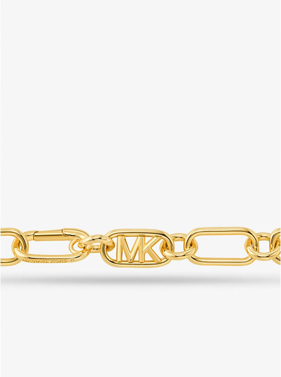 Michael Kors Women's Empire Necklace - Double Layered Brass Chain with Precious Metal Plating