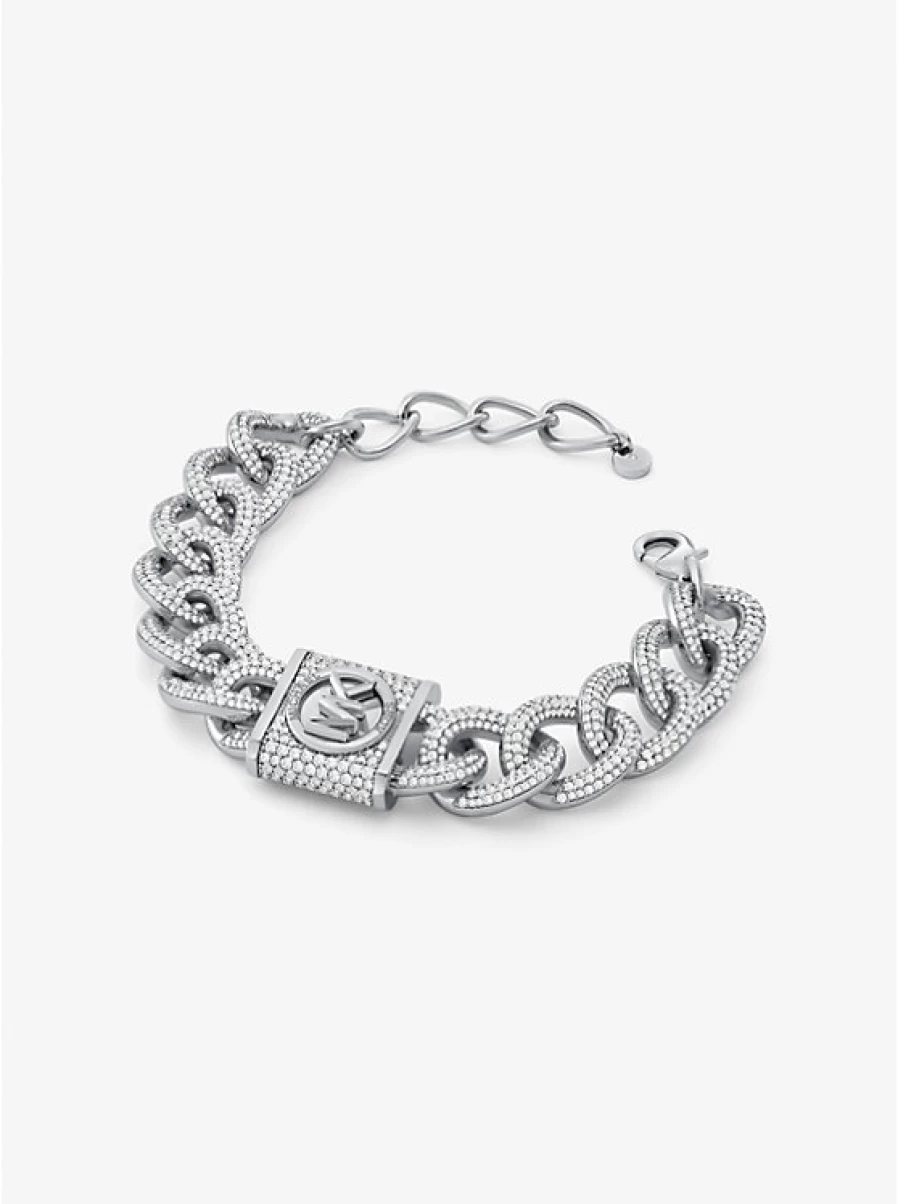 Michael Kors Women's Brass Curb Chain Link Bracelet with Padlock & Precious Metal Plating