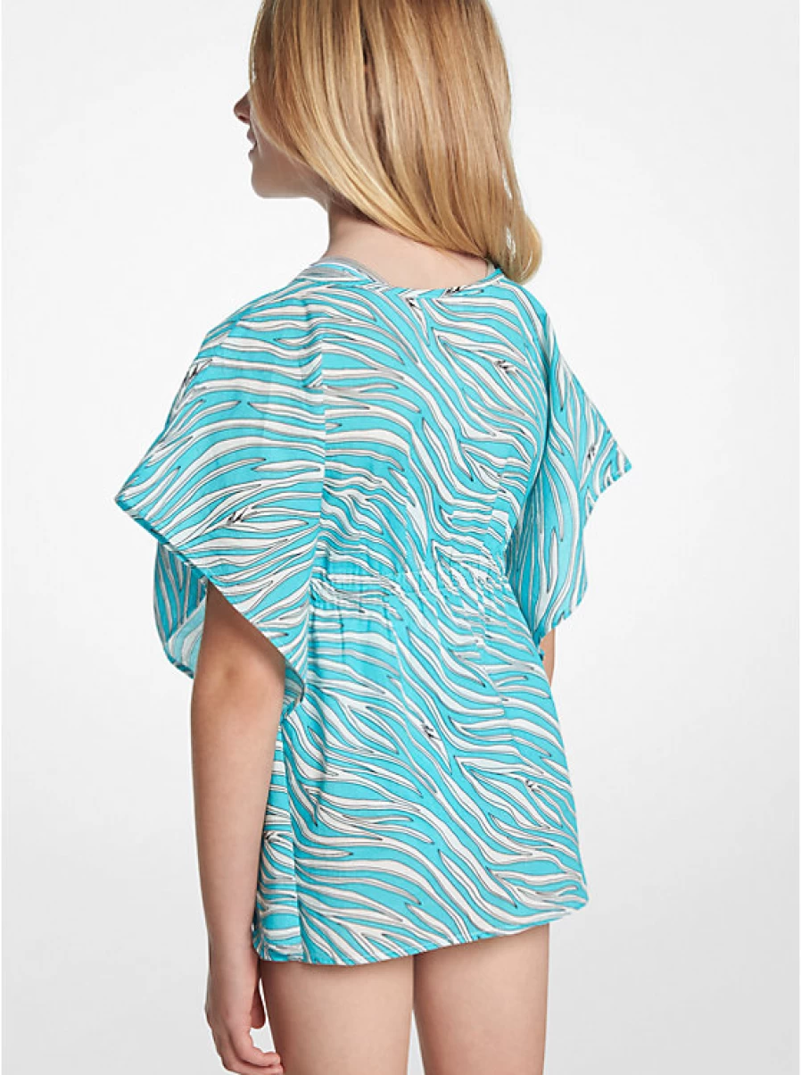Michael Kors Kids' Cotton Poncho with Zebra Print - Stylish Children's Wear