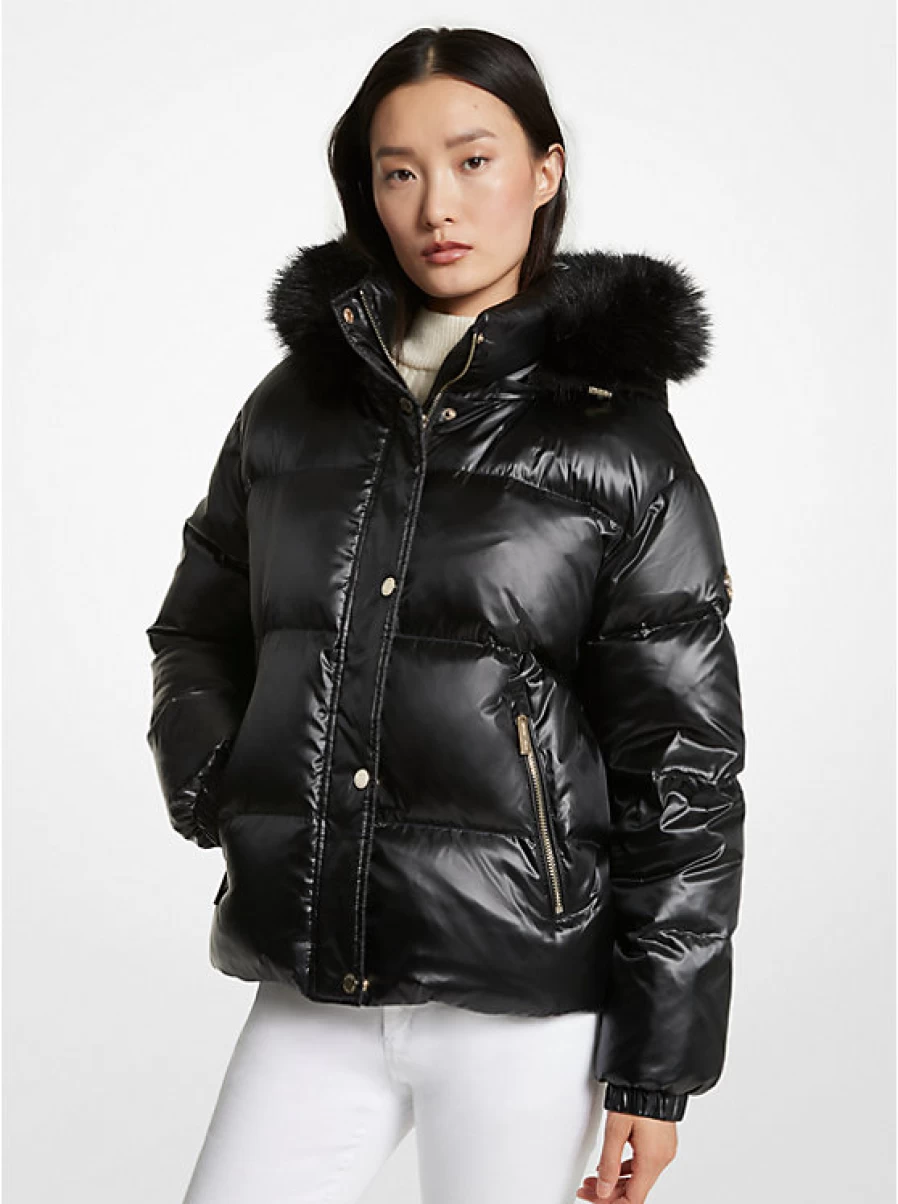 Michael Kors Women's Quilted Faux Fur Trim Jacket - Winter Cozy Outerwear