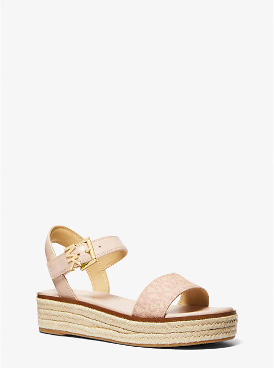 Michael Kors Women's Richie Smooth Wedge Sandal with Logo Detail