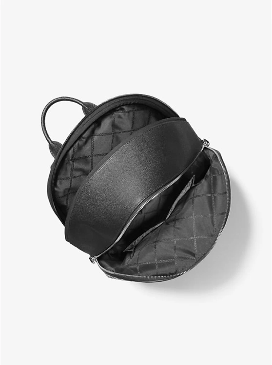 Michael Kors Hudson Men's Leather Backpack with Graphic Logo, Stylish Laptop Bag for Work & Travel