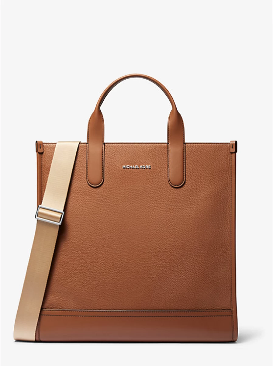 Michael Kors Hudson Leather Tote Bag for Men - Premium Grained Leather Designer Briefcase