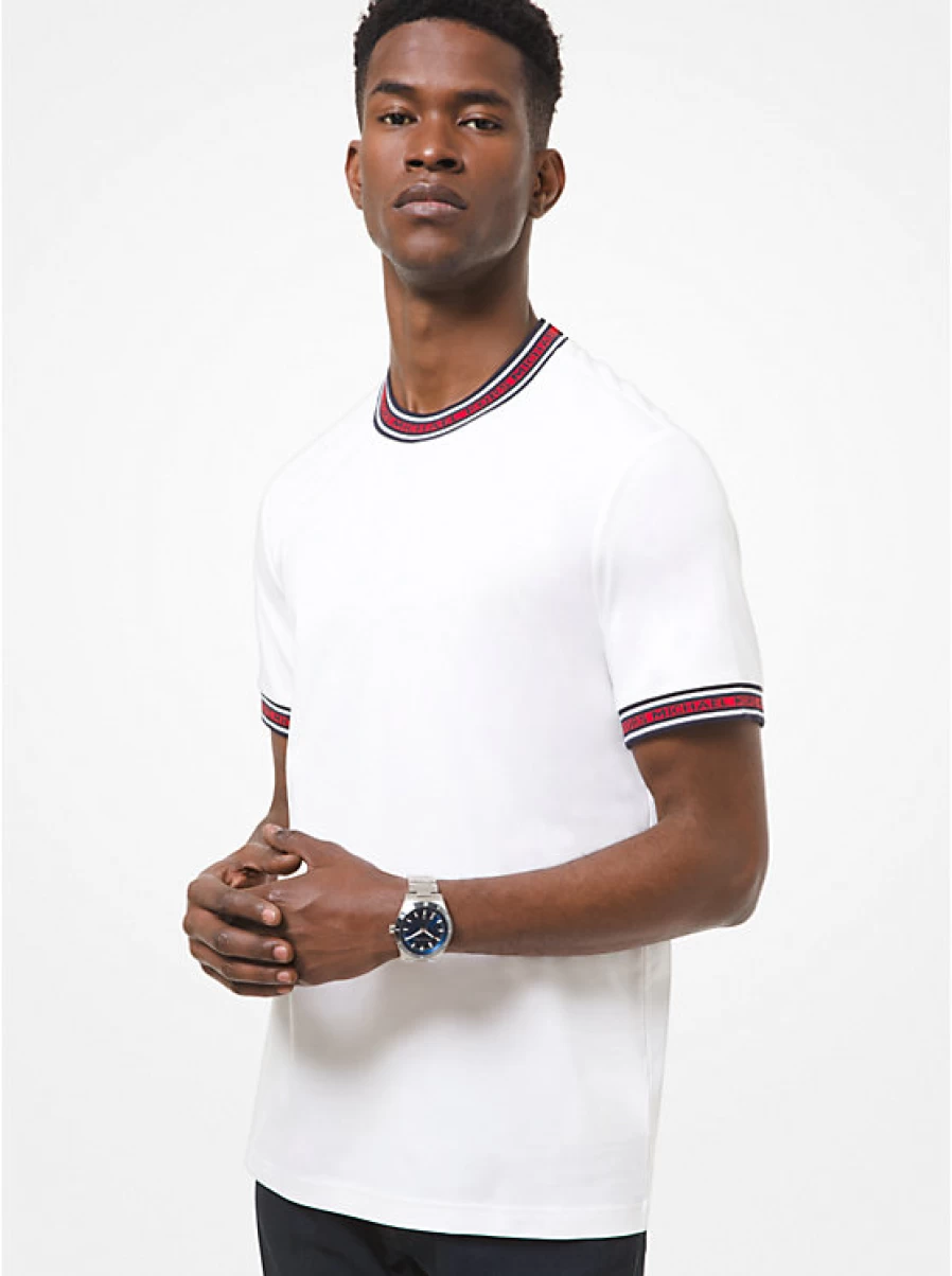 Michael Kors Men's Cotton T-Shirt with Logo Tape Detail