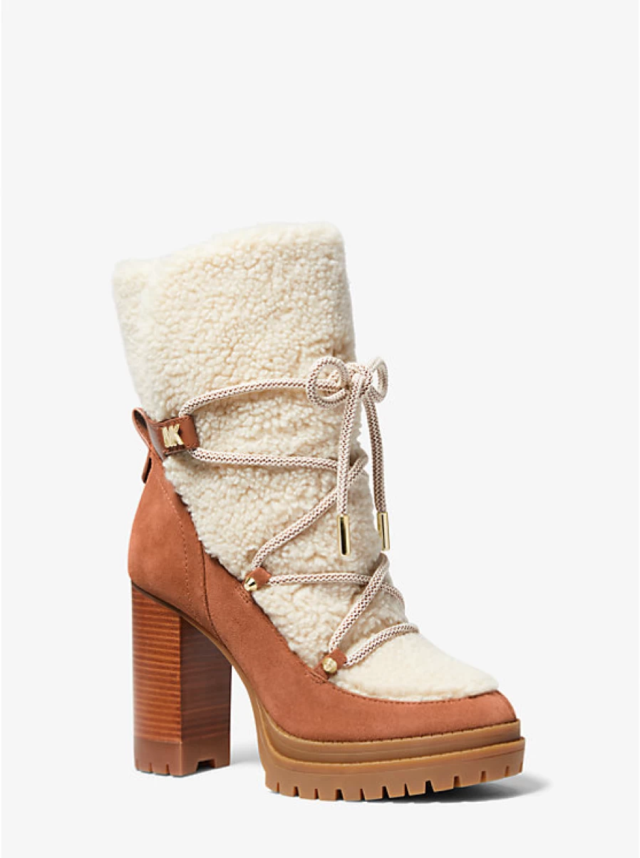 Michael Kors Women's Boot Culver - Sherpa Lined Nubuck Leather Lace-Up Boots