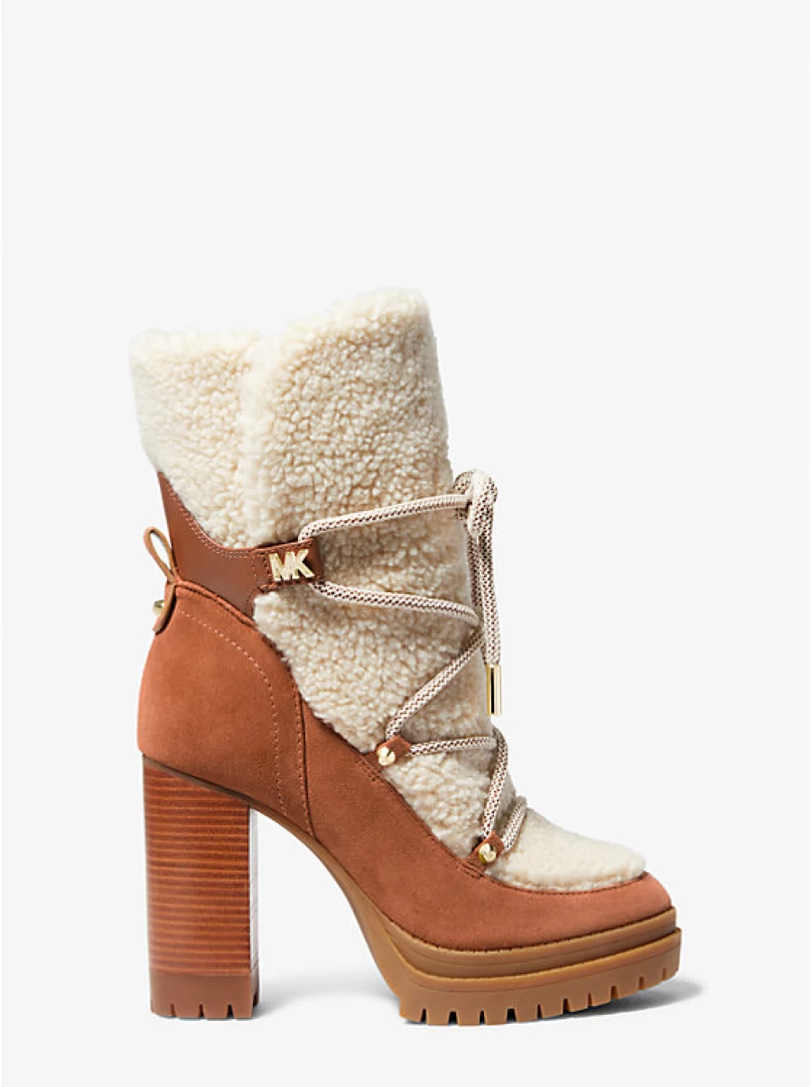 Michael Kors Women's Boot Culver - Sherpa Lined Nubuck Leather Lace-Up Boots