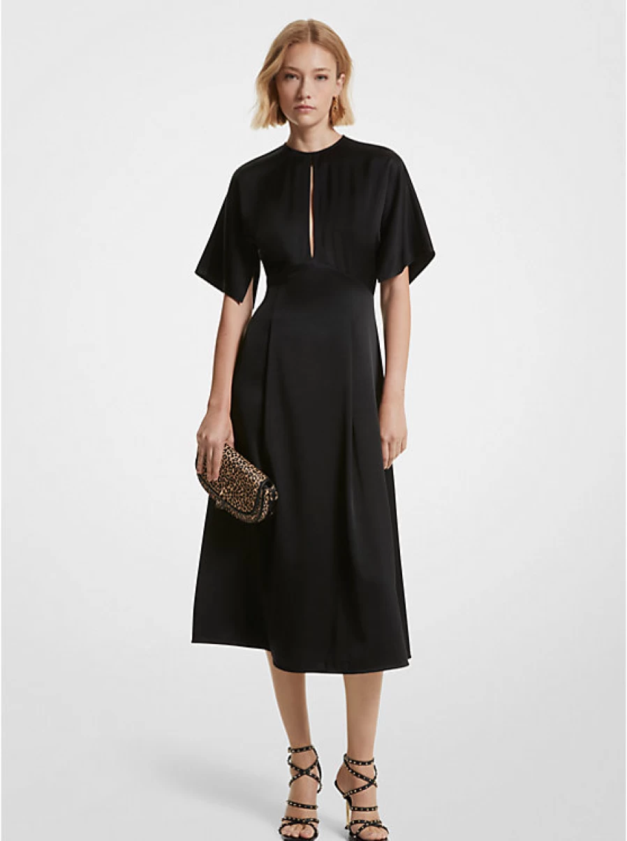 Michael Kors Women's Satin Midi Dress - Elegant Knee-Length Evening Gown