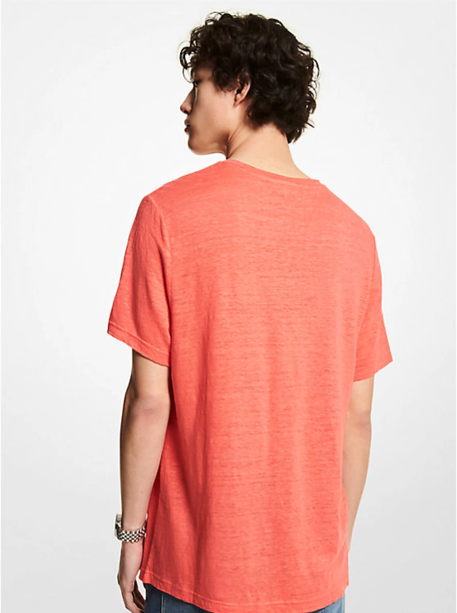 Michael Kors Men's Flamed Linen T-Shirt - Lightweight Casual Short Sleeve Top