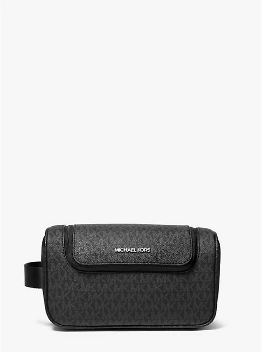 Michael Kors Cooper Leather Toiletry Bag for Men & Women - Travel Cosmetic Organizer with Logo