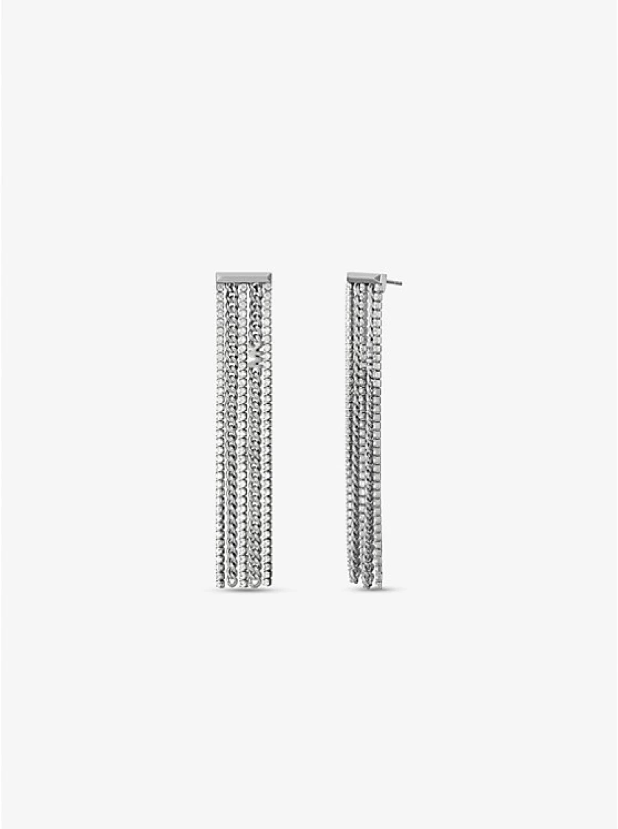 Michael Kors Women's Brass Drop Earrings with Precious Metal Plating and Pavé Stones
