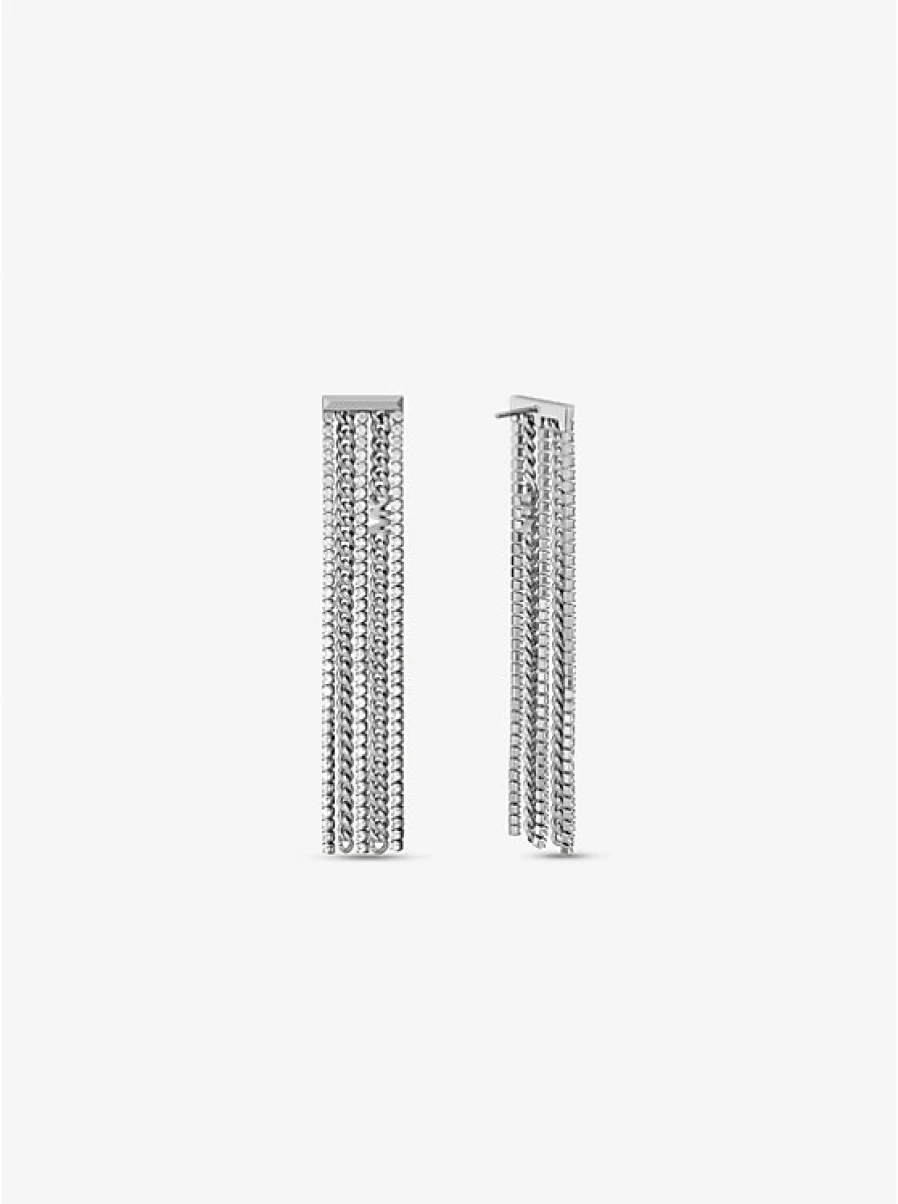 Michael Kors Women's Brass Drop Earrings with Precious Metal Plating and Pavé Stones