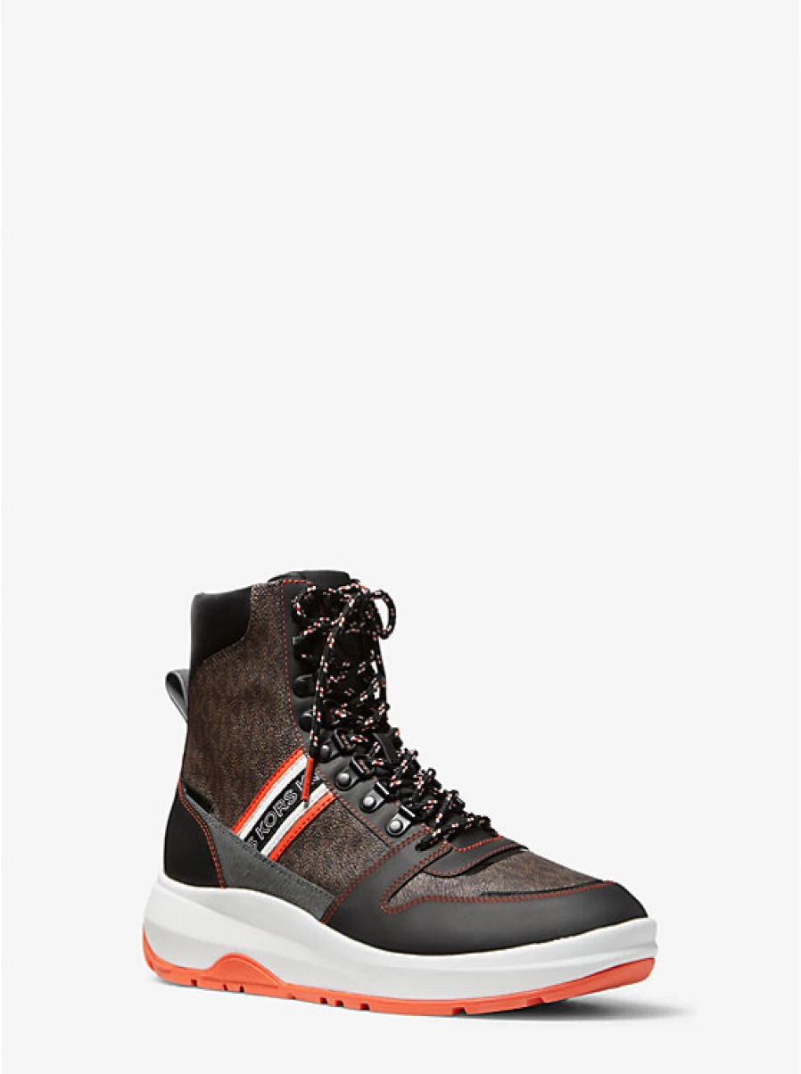 Michael Kors Men's Asher Leather Boot with Logo Detail