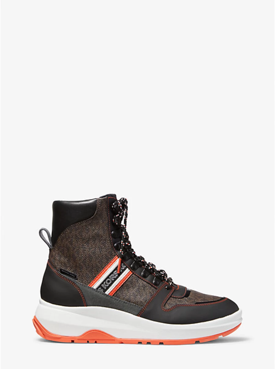 Michael Kors Men's Asher Leather Boot with Logo Detail