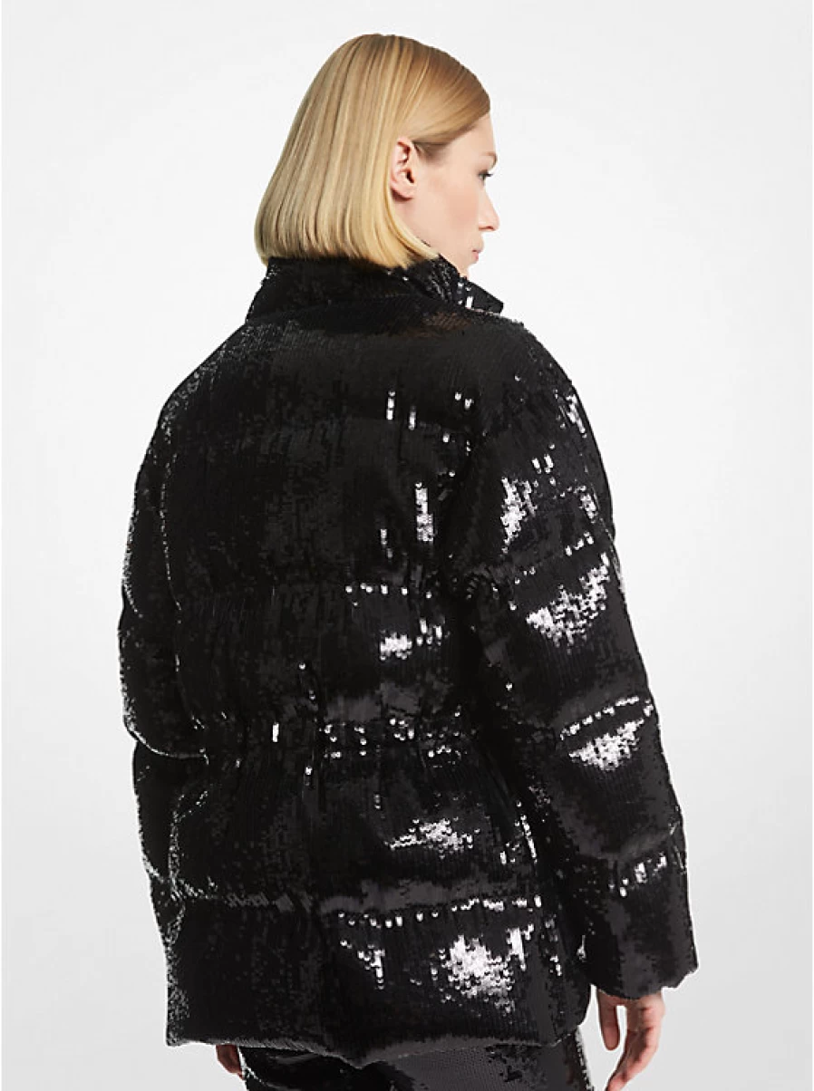 Michael Kors Women's Quilted Glitter Waxed Jacket - Water-Resistant Winter Coat