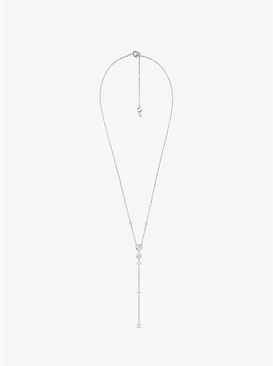 Michael Kors Women's Sterling Silver Lasso Necklace with Cubic Zirconia & Precious Metal Plating