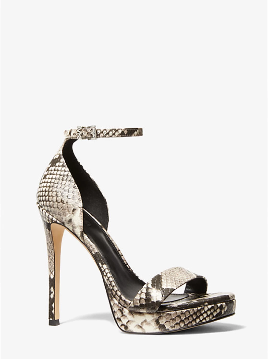 Michael Kors Women's Jordyn Platform Sandals with Snake Embossed Design
