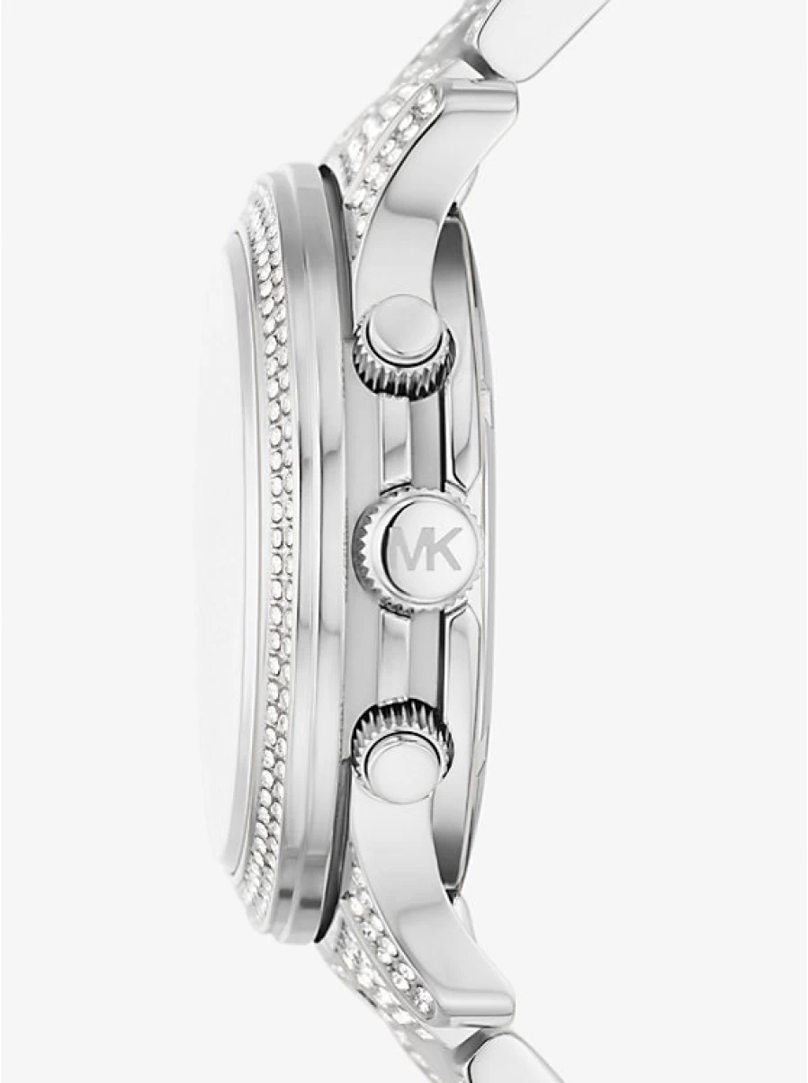 Michael Kors Women's Runway Silver-Tone Watch with Pave Crystal Accents