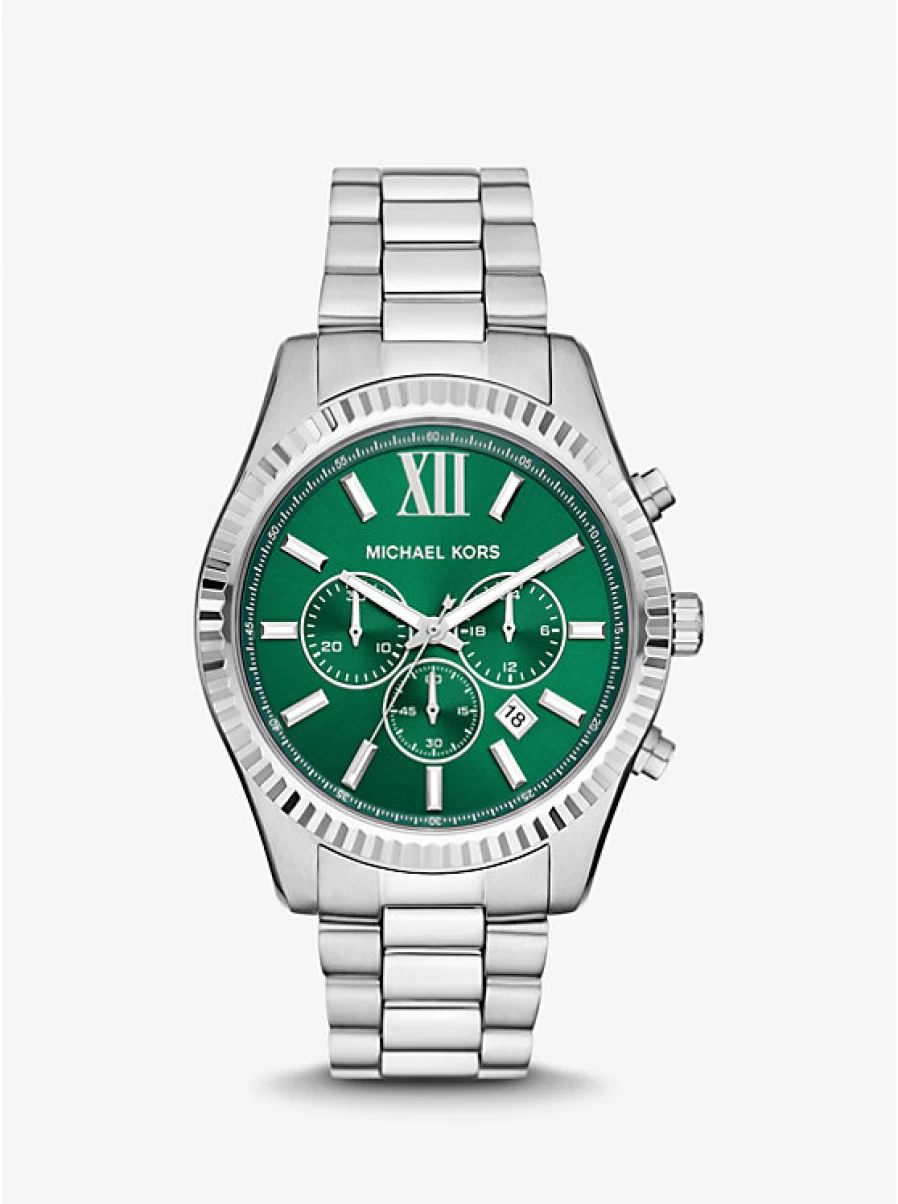 Michael Kors Men's Lexington Oversized Silver-Tone Stainless Steel Watch