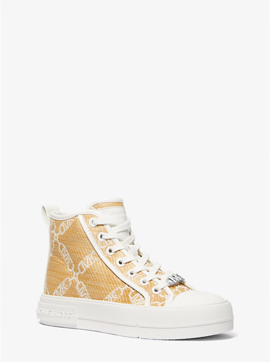 Michael Kors Women's Espadrille Sandals with Jacquard Upper and Straw Empire Logo Design