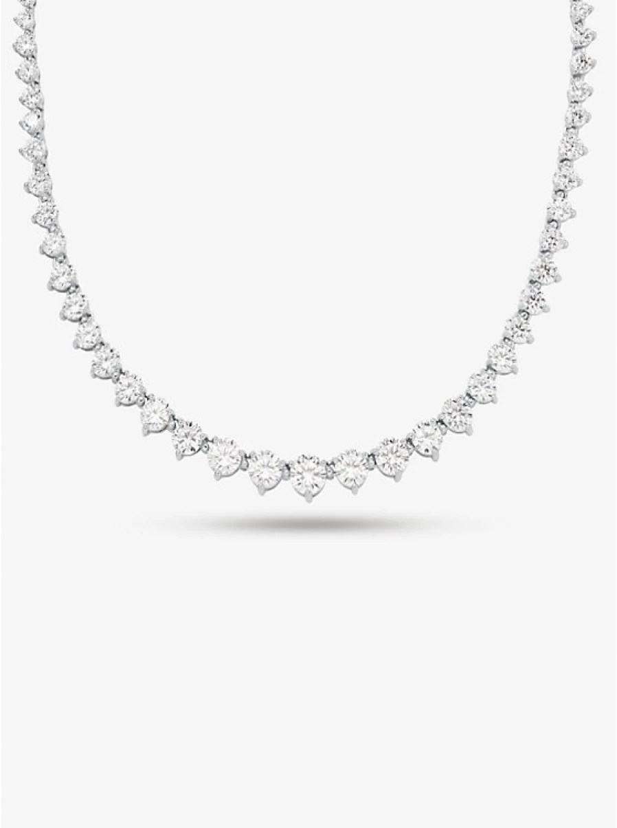 Michael Kors Women's Cubic Zirconia Sterling Silver Plated Necklace