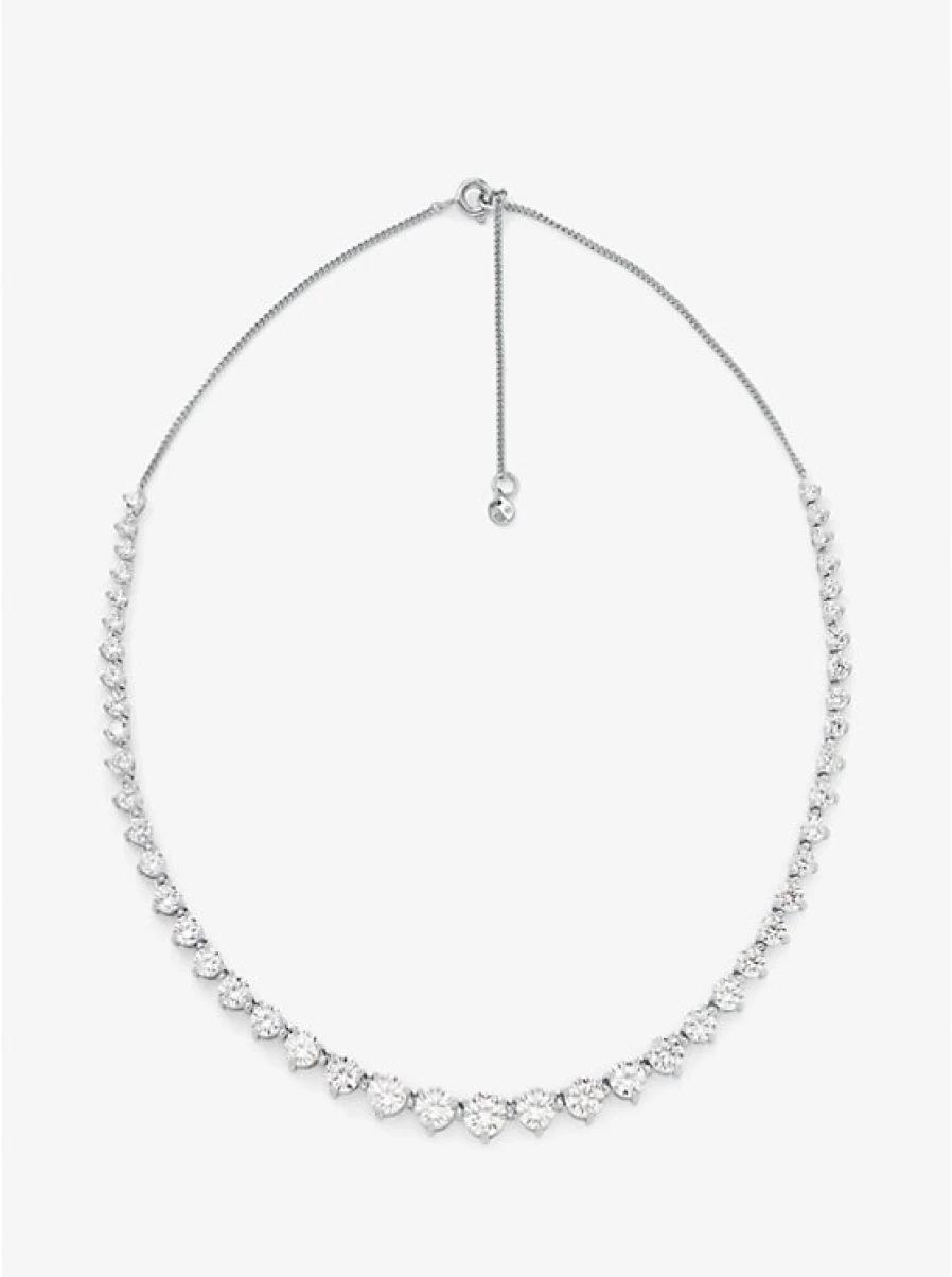Michael Kors Women's Cubic Zirconia Sterling Silver Plated Necklace