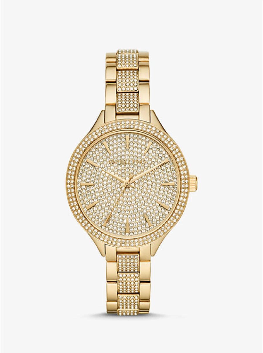 Michael Kors Women's Gold-Plated Watch with Pavé Stone Accents