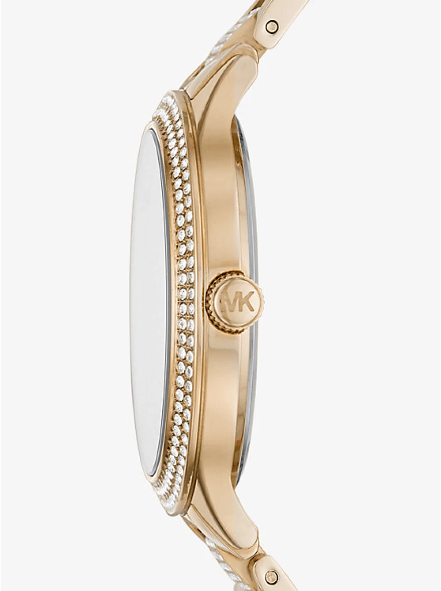 Michael Kors Women's Gold-Plated Watch with Pavé Stone Accents