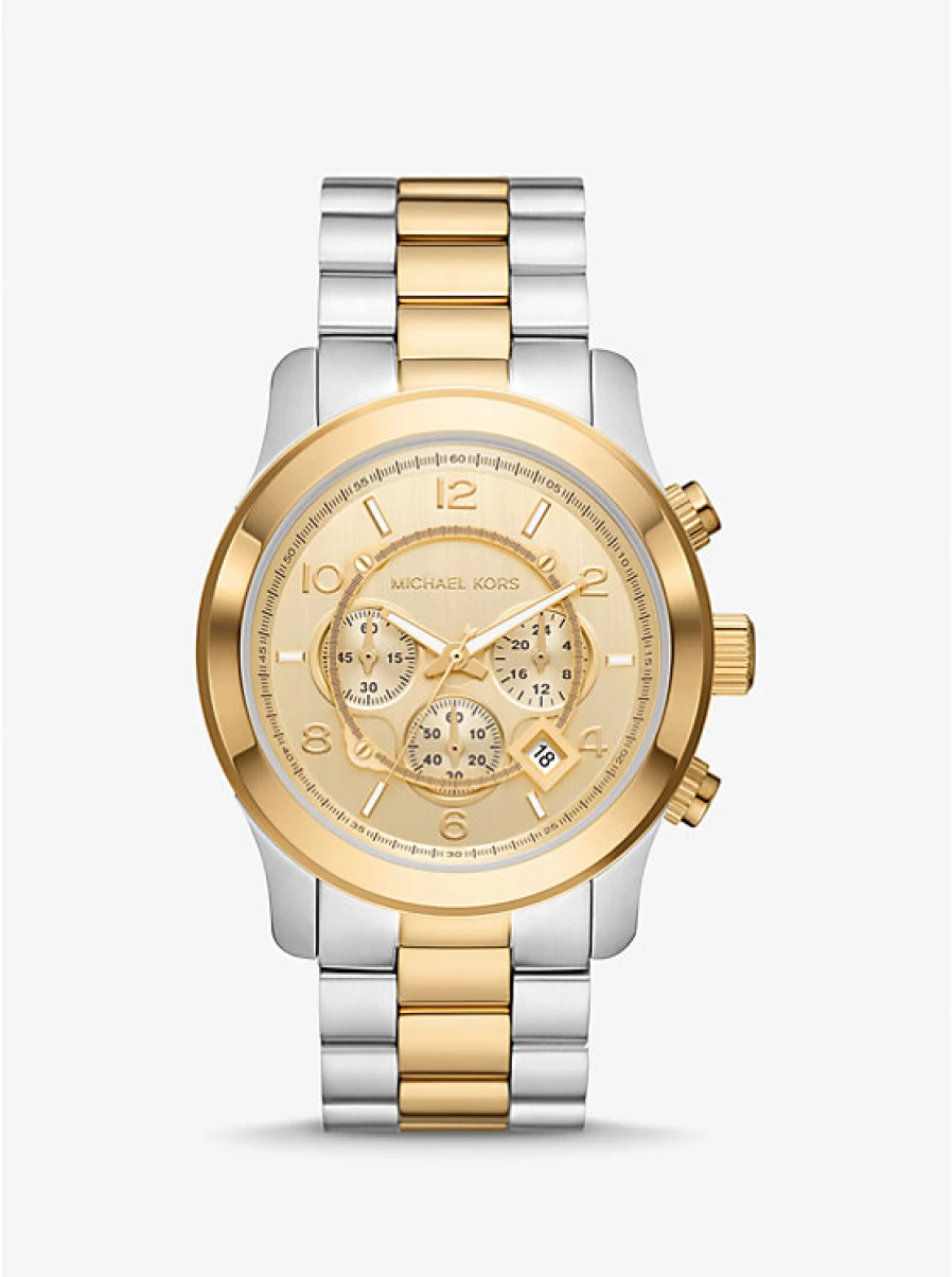 Michael Kors Men's Oversized Slim Two-Tone Stainless Steel Runway Watch