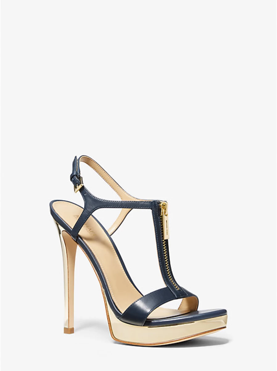Michael Kors Women's Berkley Metallic Leather Sandals with Stiletto Heel
