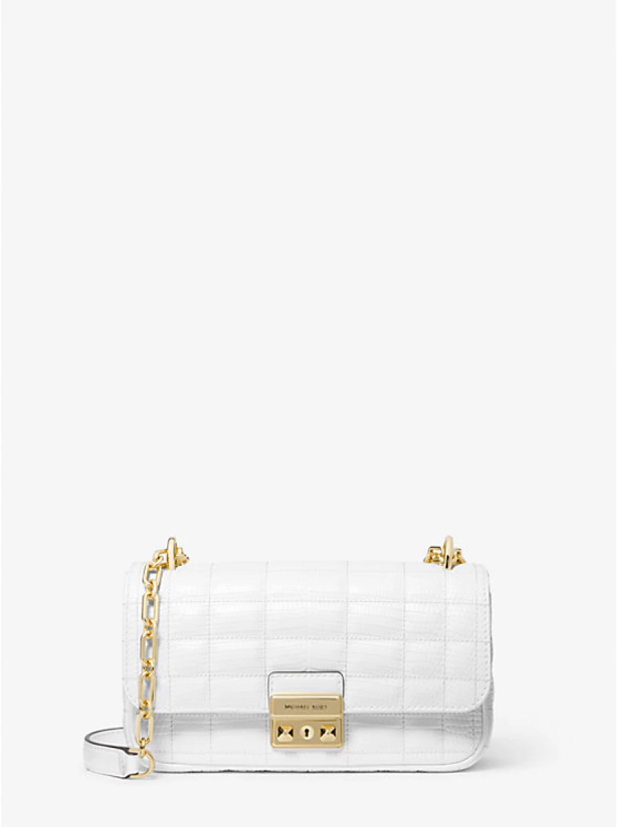 Michael Kors Women's Tribeca Small Quilted Leather Shoulder Bag with Lizard Embossed Pattern
