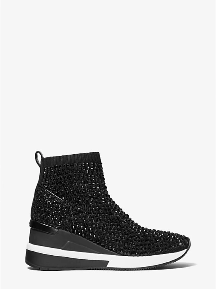 Michael Kors Women's Skyler Crystal Embellished Stretch Knit Sock Espadrille Flats