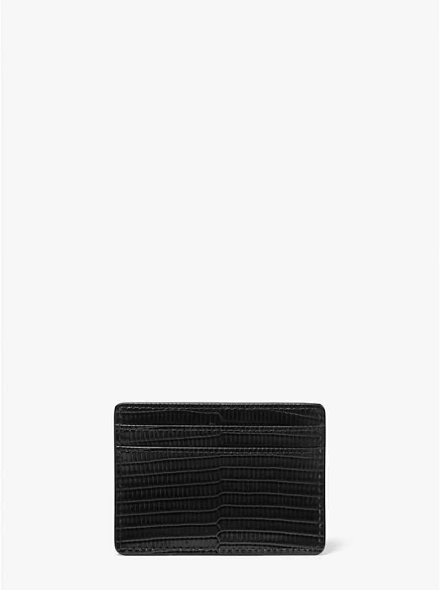 Michael Kors Women's Jet Set Embossed Lizard Pattern Leather Card Holder