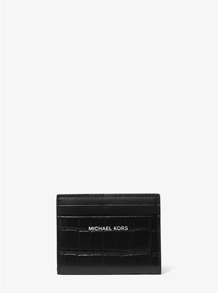 Michael Kors Men's Hudson Foldable Leather Wallet with Crocodile Embossed Design