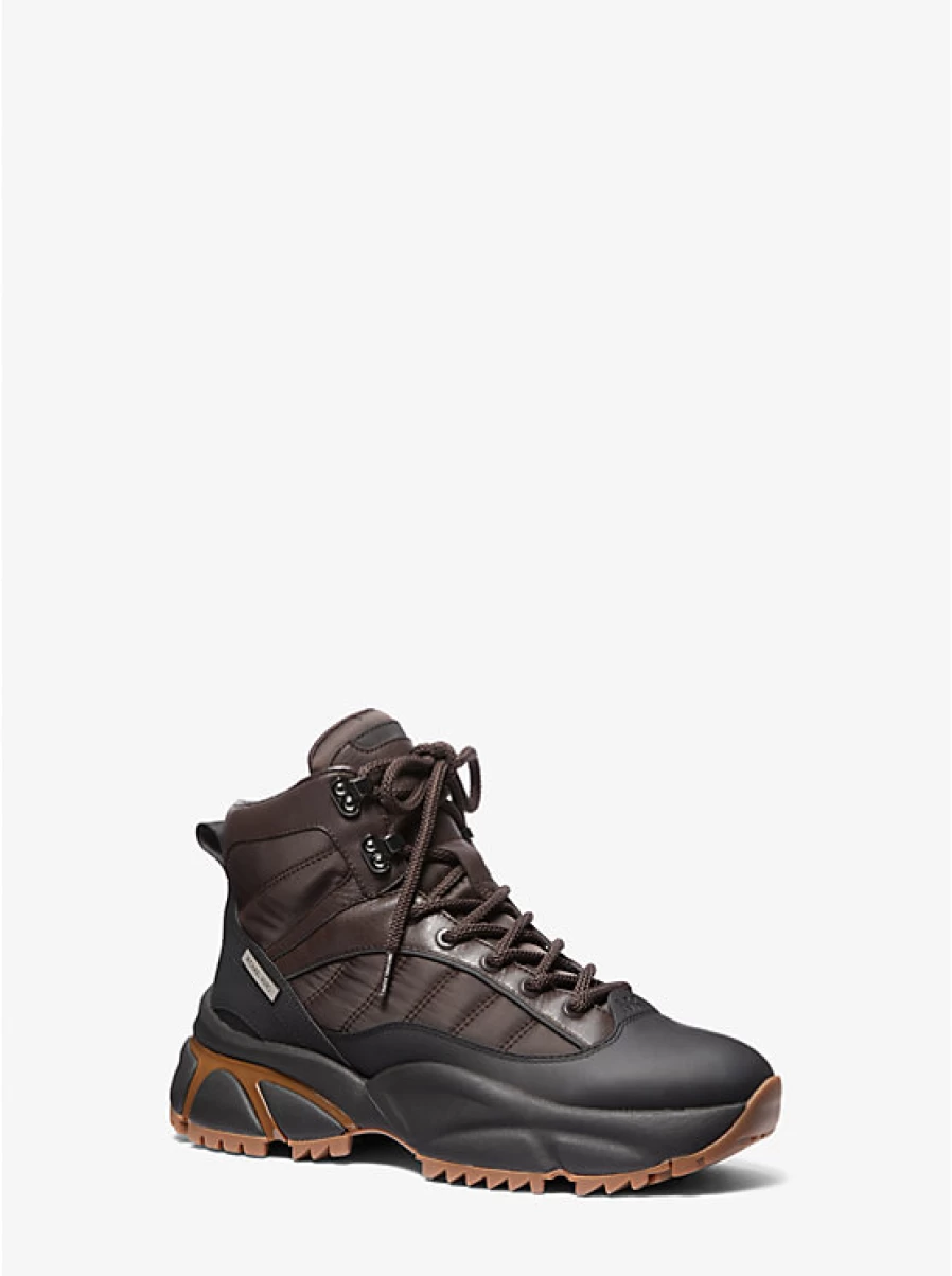 Michael Kors Men's Logan Waterproof Leather Boots for Urban Hiking & Outdoor Wear