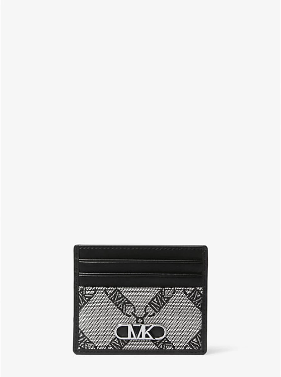 Michael Kors Men's Hudson Jacquard Card Holder with Empire Logo - Stylish RFID Wallet for Men