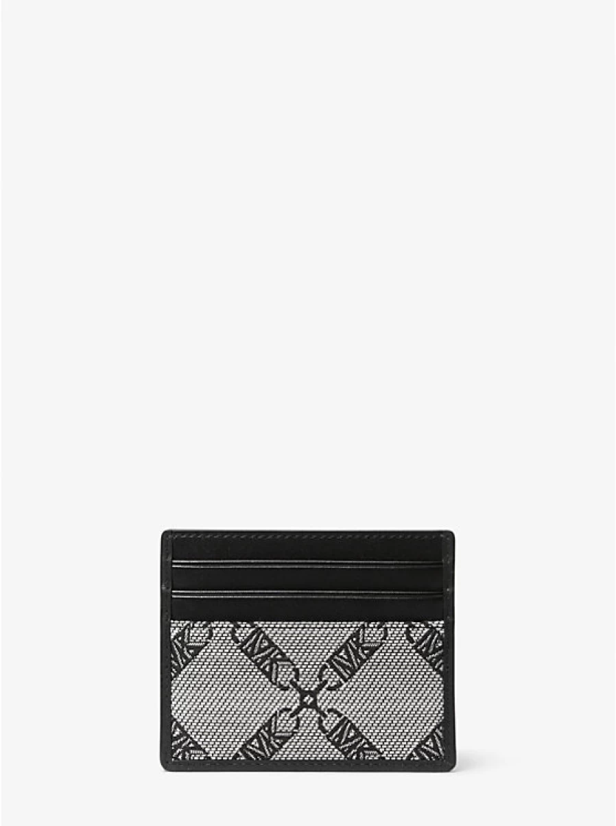 Michael Kors Men's Hudson Jacquard Card Holder with Empire Logo - Stylish RFID Wallet for Men