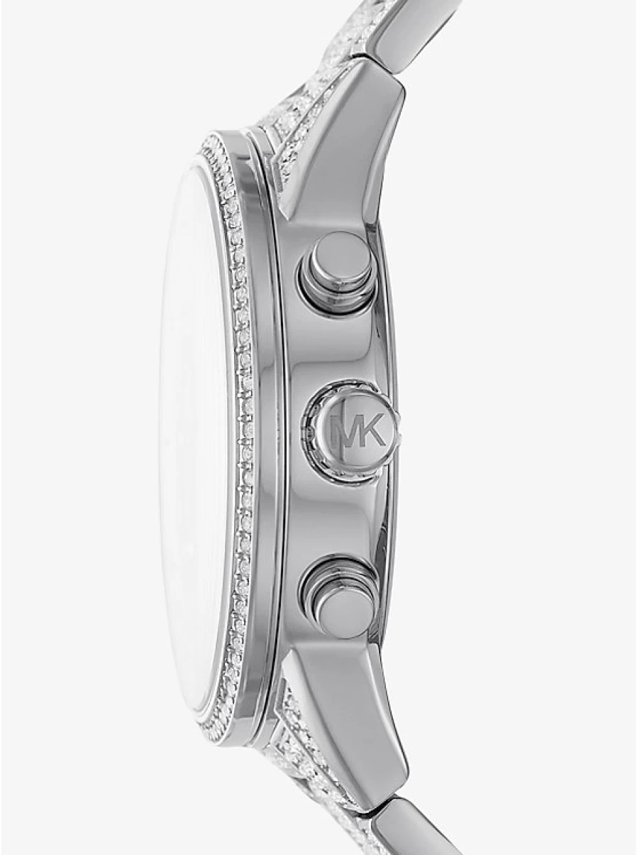 Michael Kors Women's Ritz Silver Watch with Paving Stone Accents