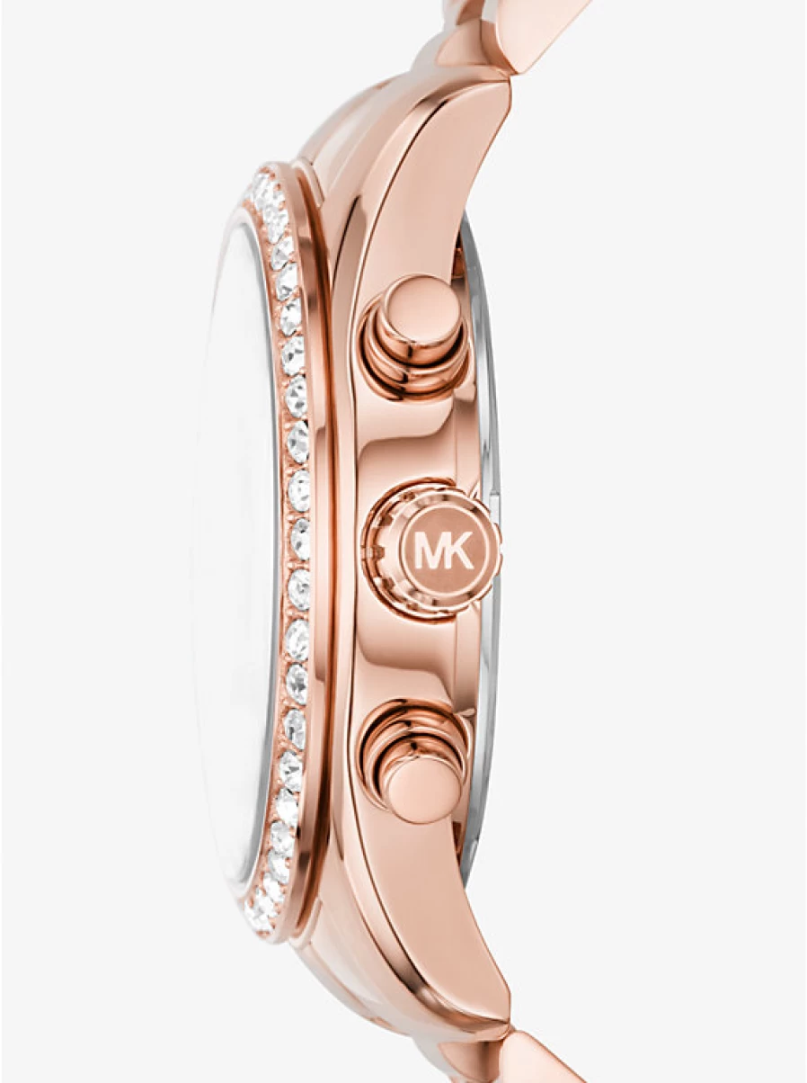 Michael Kors Lexington Women's Rose Gold-Tone Watch with Paving Stone Accents