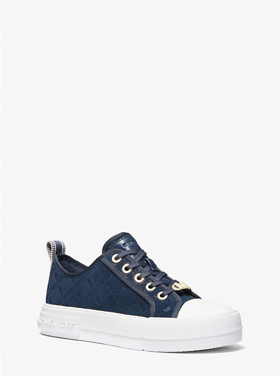 Michael Kors Women's Evy Espadrille Shoes in Embossed Suede with Empire Logo