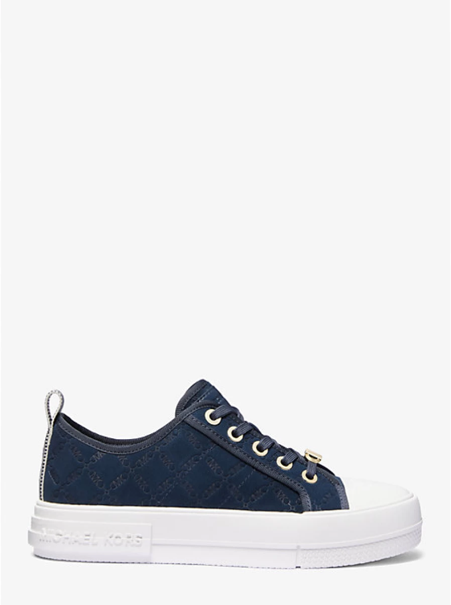 Michael Kors Women's Evy Espadrille Shoes in Embossed Suede with Empire Logo