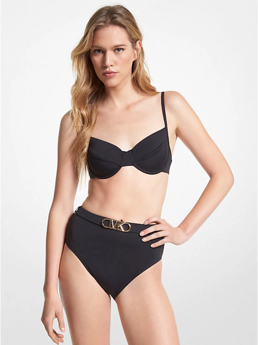 Michael Kors Stretchy Nylon & Mesh Bikini Top - Sleek Frame Design for Women