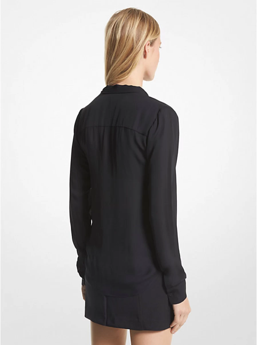 Michael Kors Women's Viscose Blend Tie Collar Blouse for Elegant Style